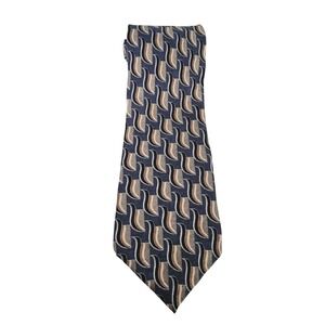 Fanti Men's Necktie Blue Beige Brown Geometric‎ Silk Designer Tie Italy